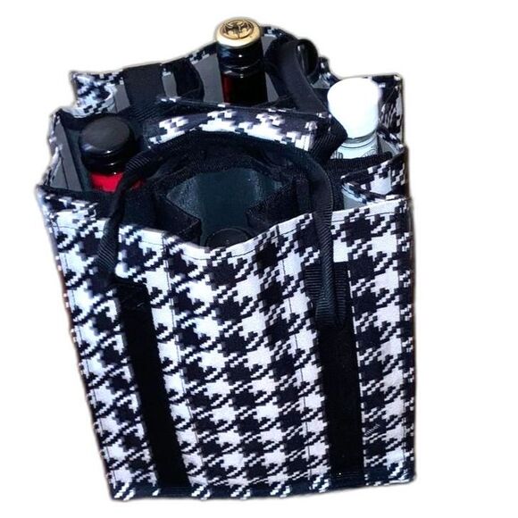 WINE BOTTLE Tote Bag Dividers and Handles Recycled Ecofriendly 9 x 9 x 10 inches - Picture 1 of 13